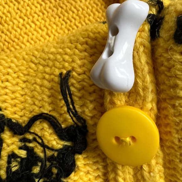 Marisa Christina Sweater Buton Up Cardigan Bright Yellow Dogs Cotton Size L - Picture 5 of 6
